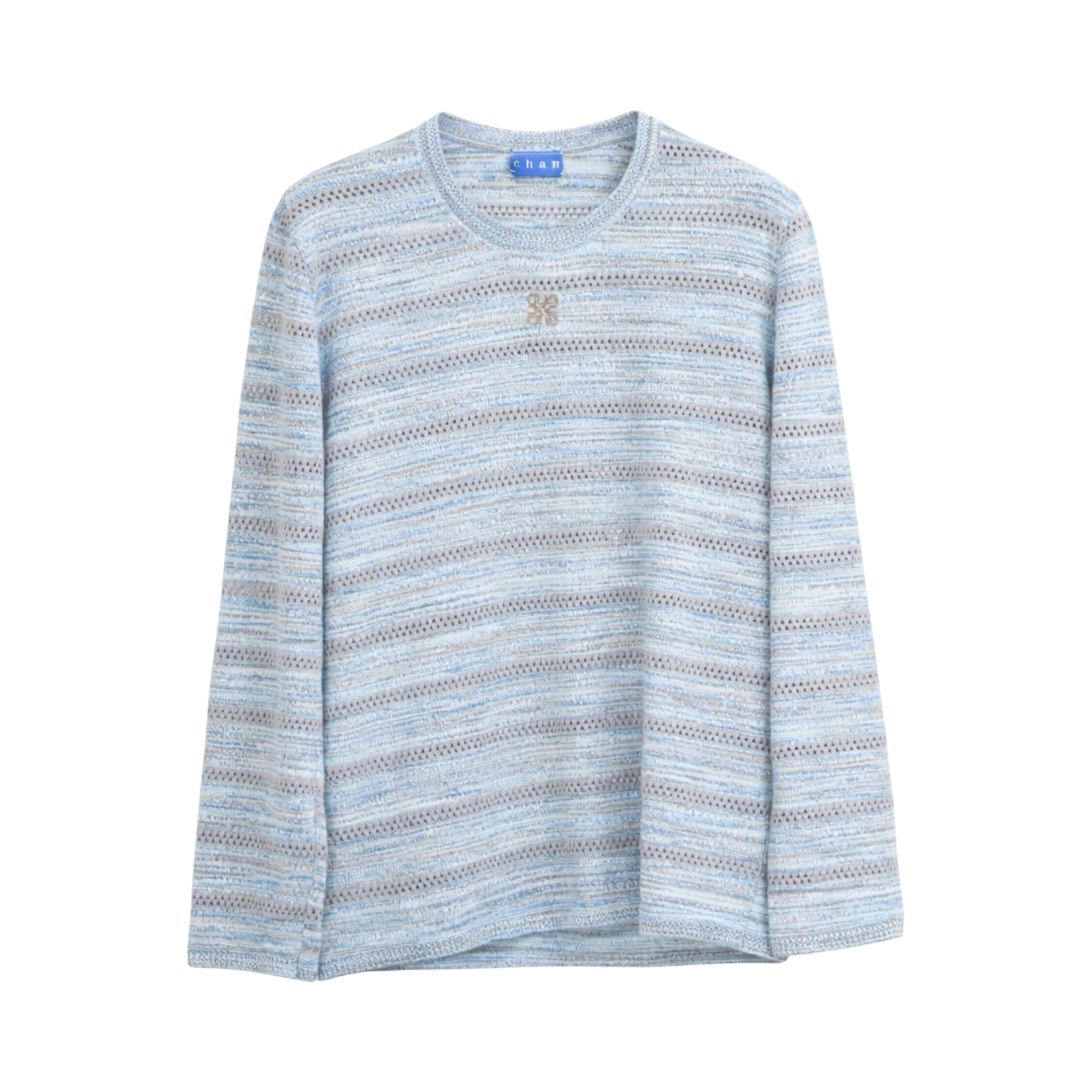 Soft Knit Striped Long Sleeve Top – Sky Blue