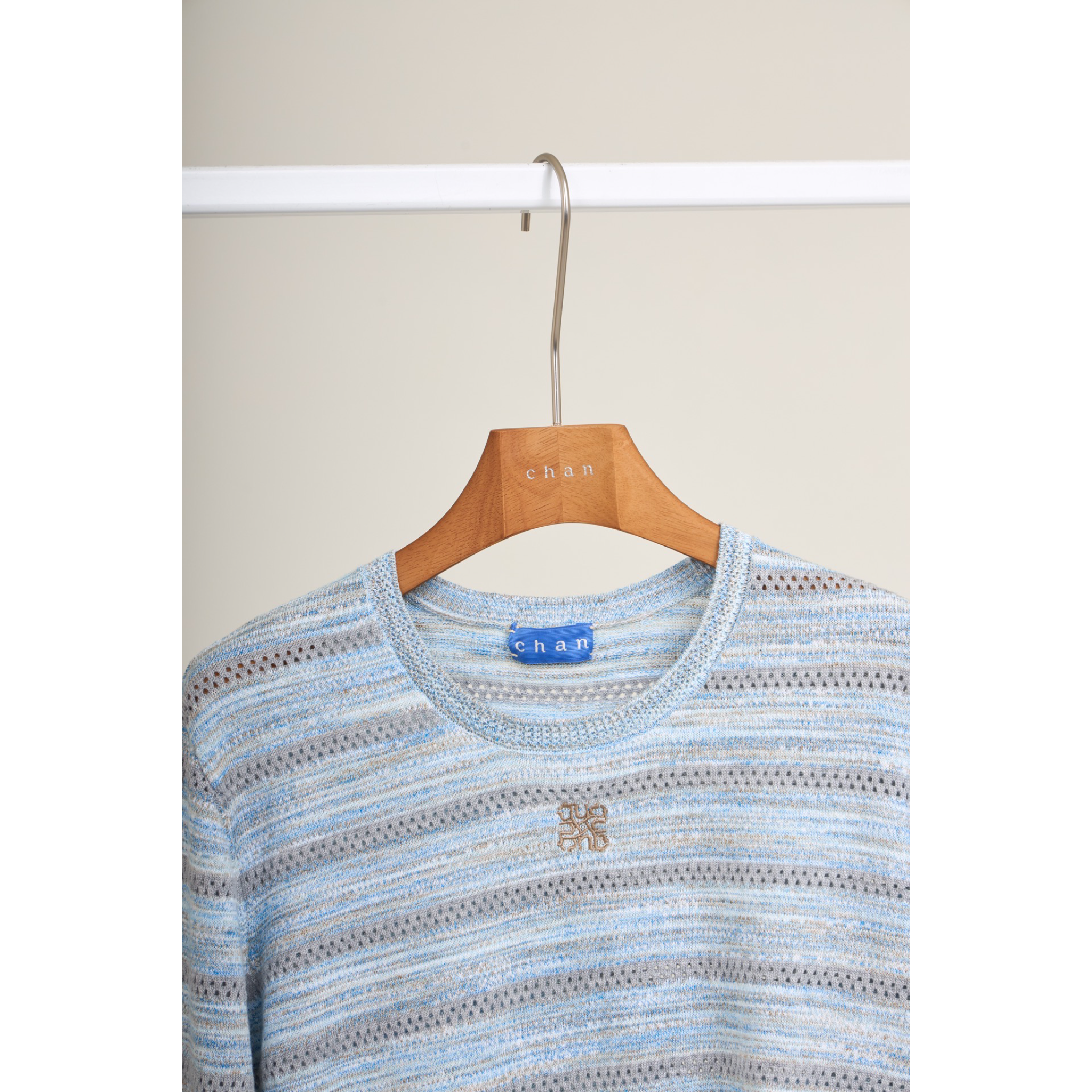 Soft Knit Striped Long Sleeve Top – Sky Blue
