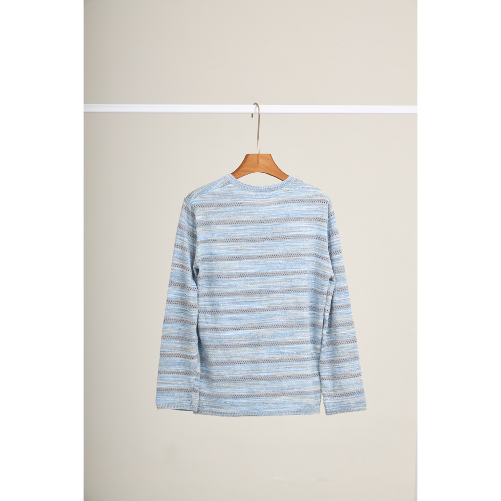 Soft Knit Striped Long Sleeve Top – Sky Blue