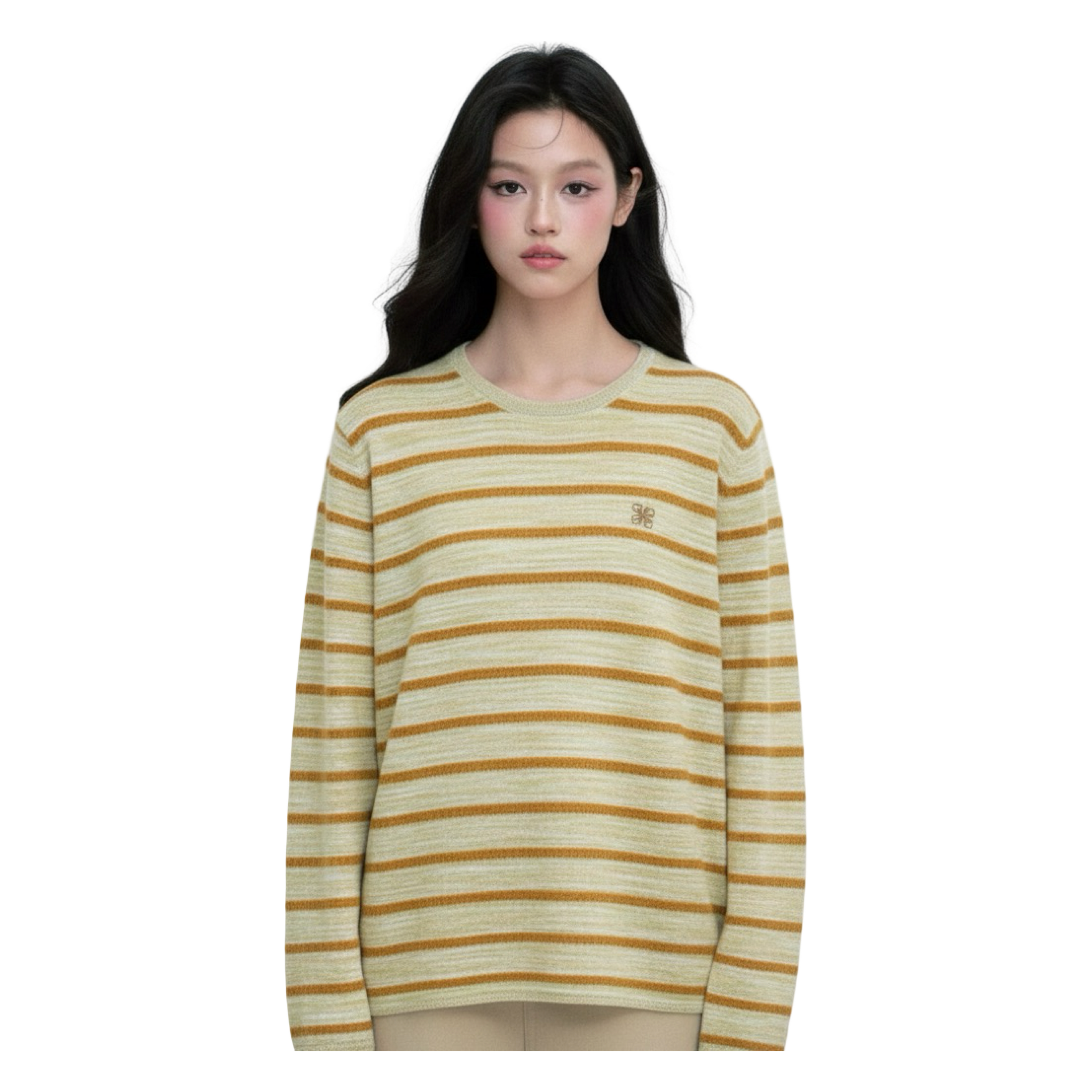Soft Knit Striped Long Sleeve Top – Warm Sand