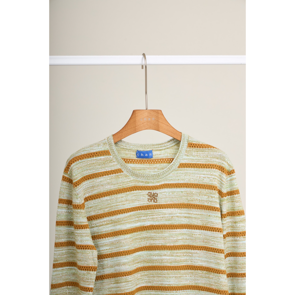 Soft Knit Striped Long Sleeve Top – Warm Sand