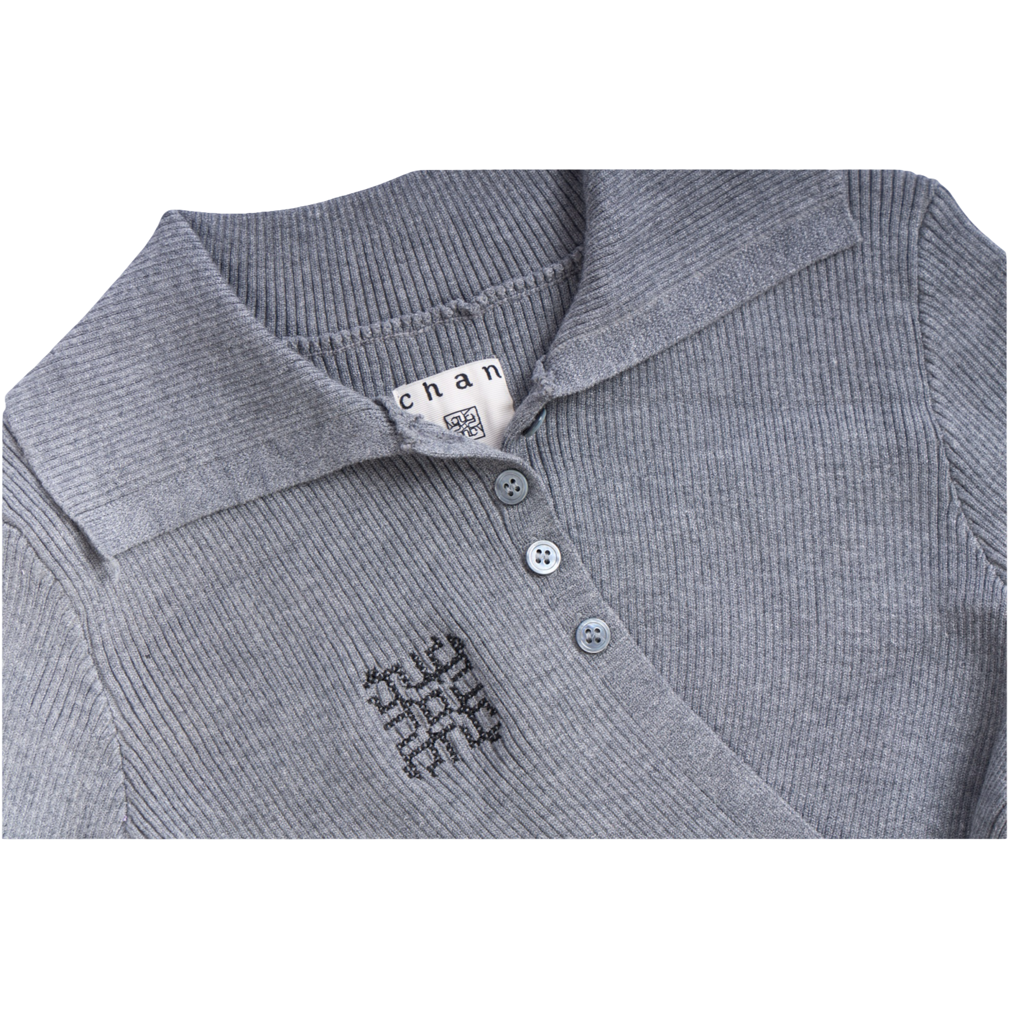 Knit Asymmetric Button Top – Grey