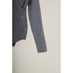 Knit Asymmetric Button Top – Grey