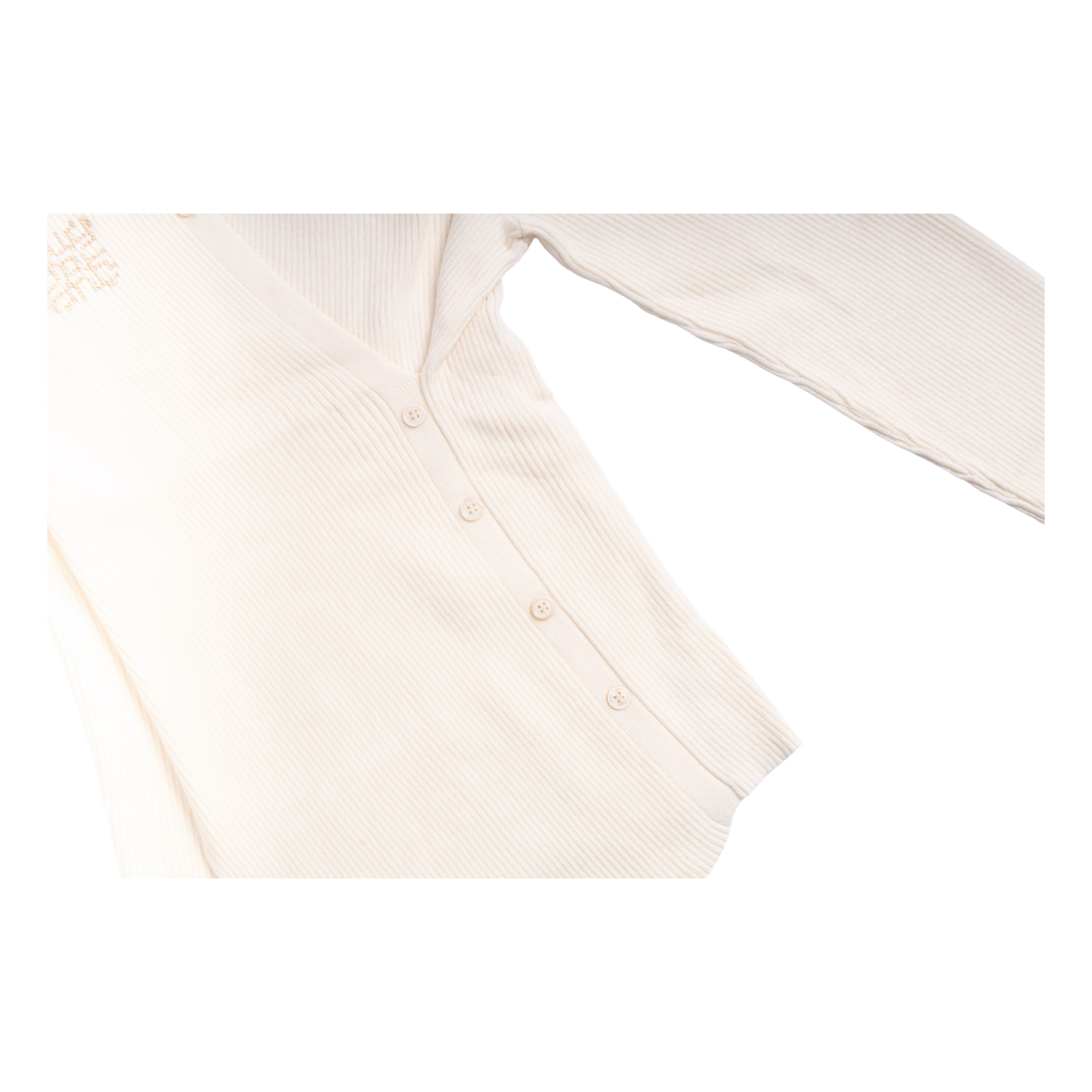 Knit Asymmetric Button Top – Beige