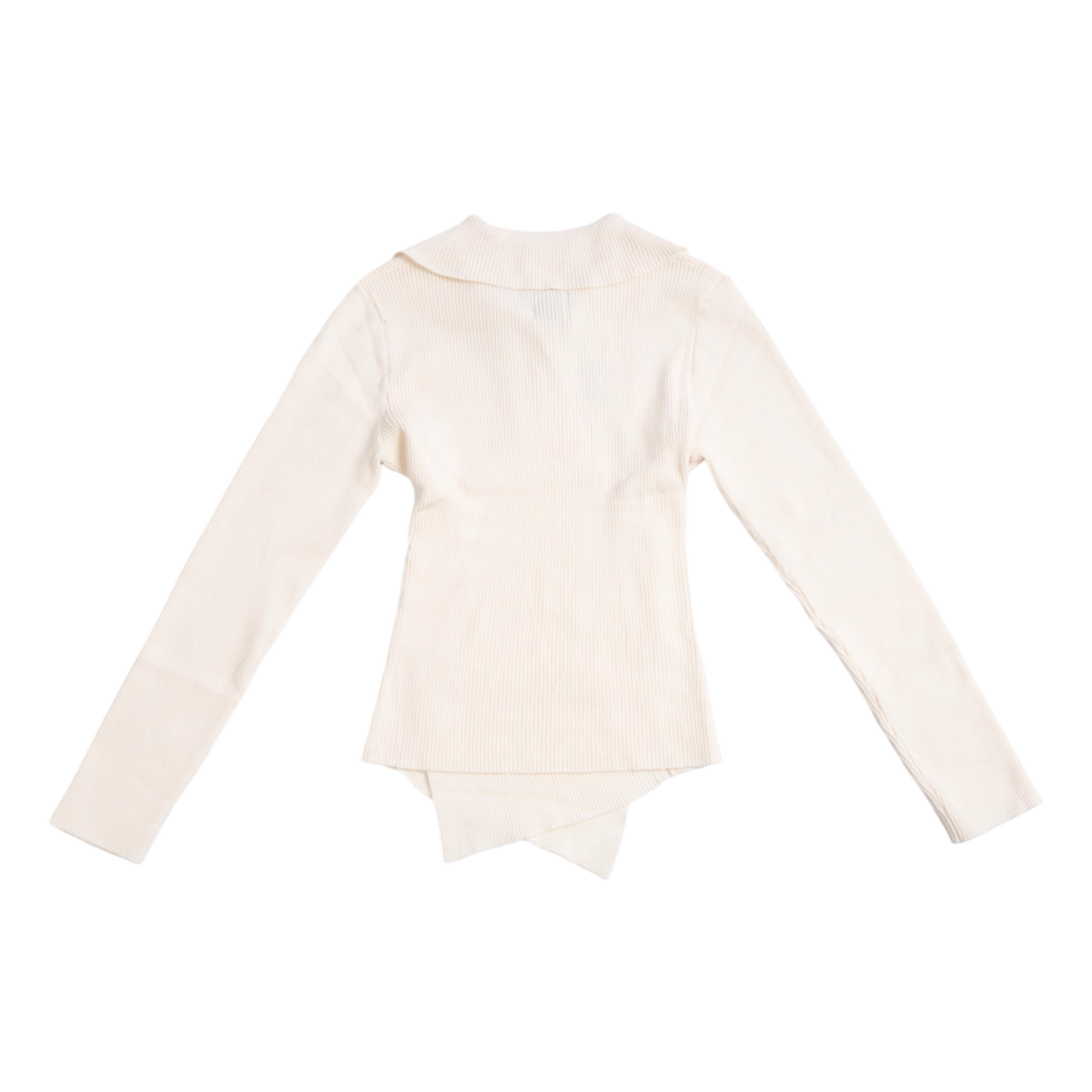 Knit Asymmetric Button Top – Beige