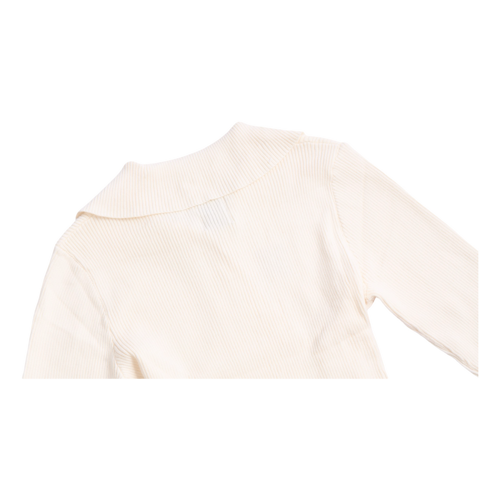 Knit Asymmetric Button Top – Beige