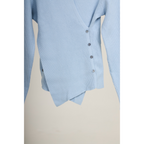 Knit Asymmetric Button Top – Baby Blue