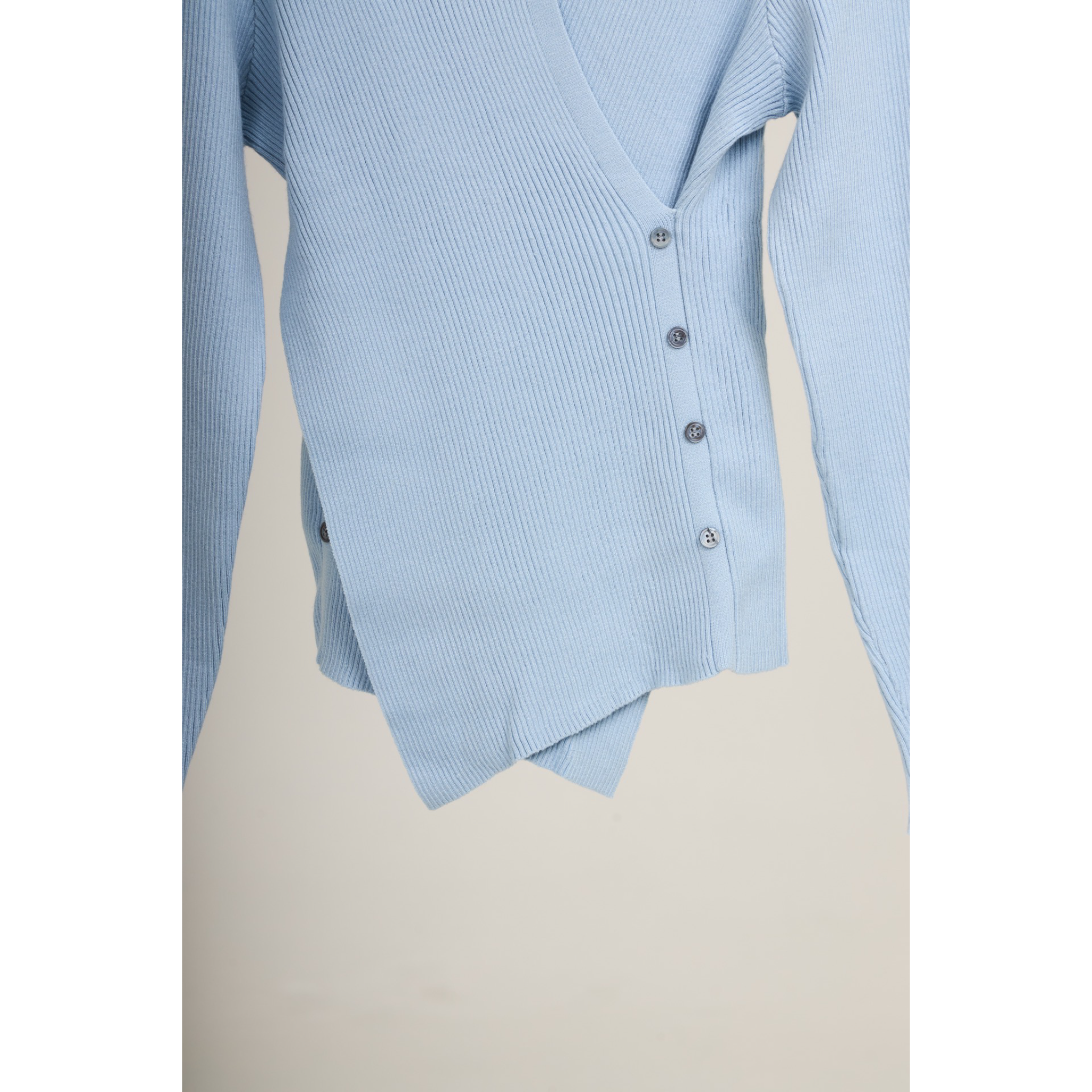 Knit Asymmetric Button Top – Baby Blue