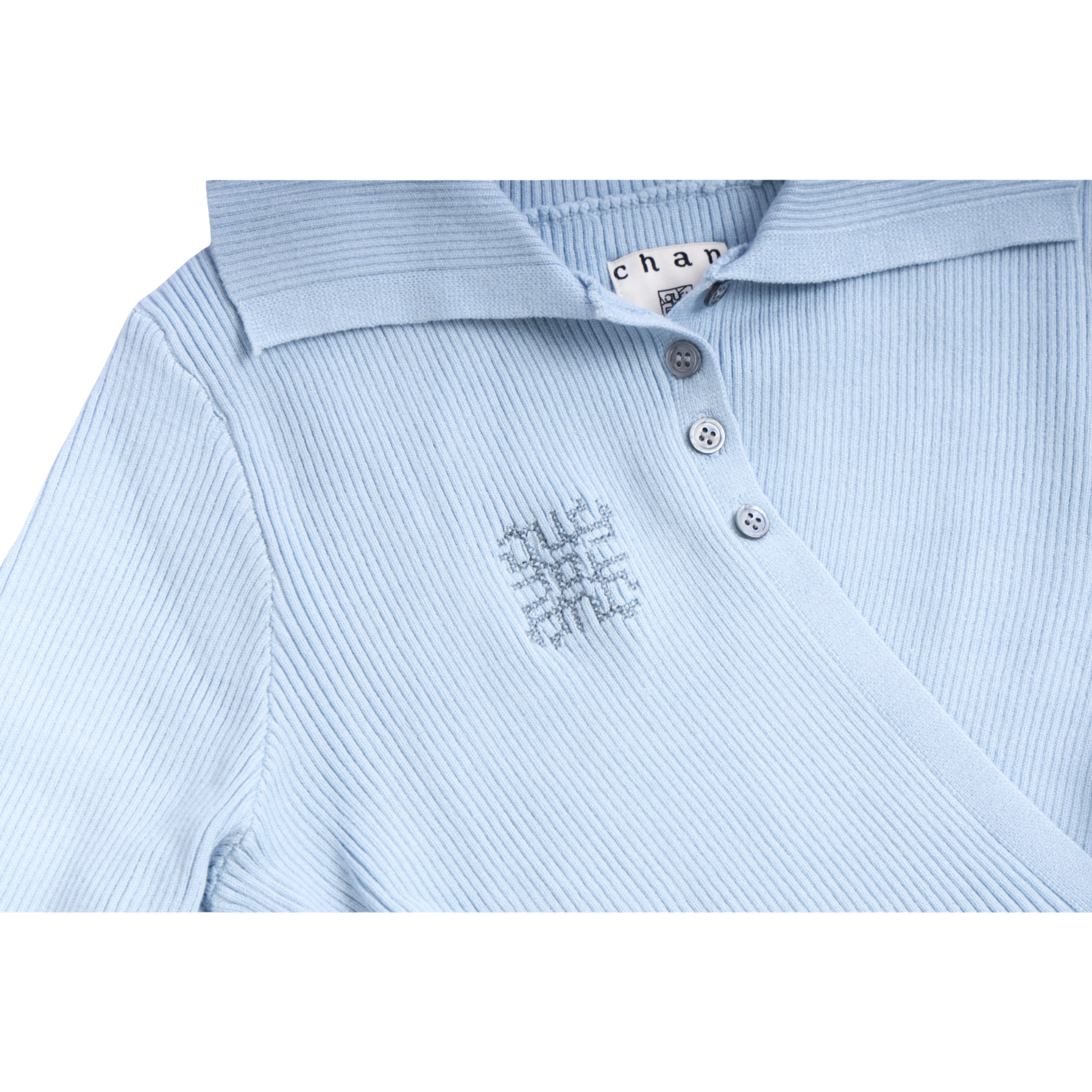 Knit Asymmetric Button Top – Baby Blue