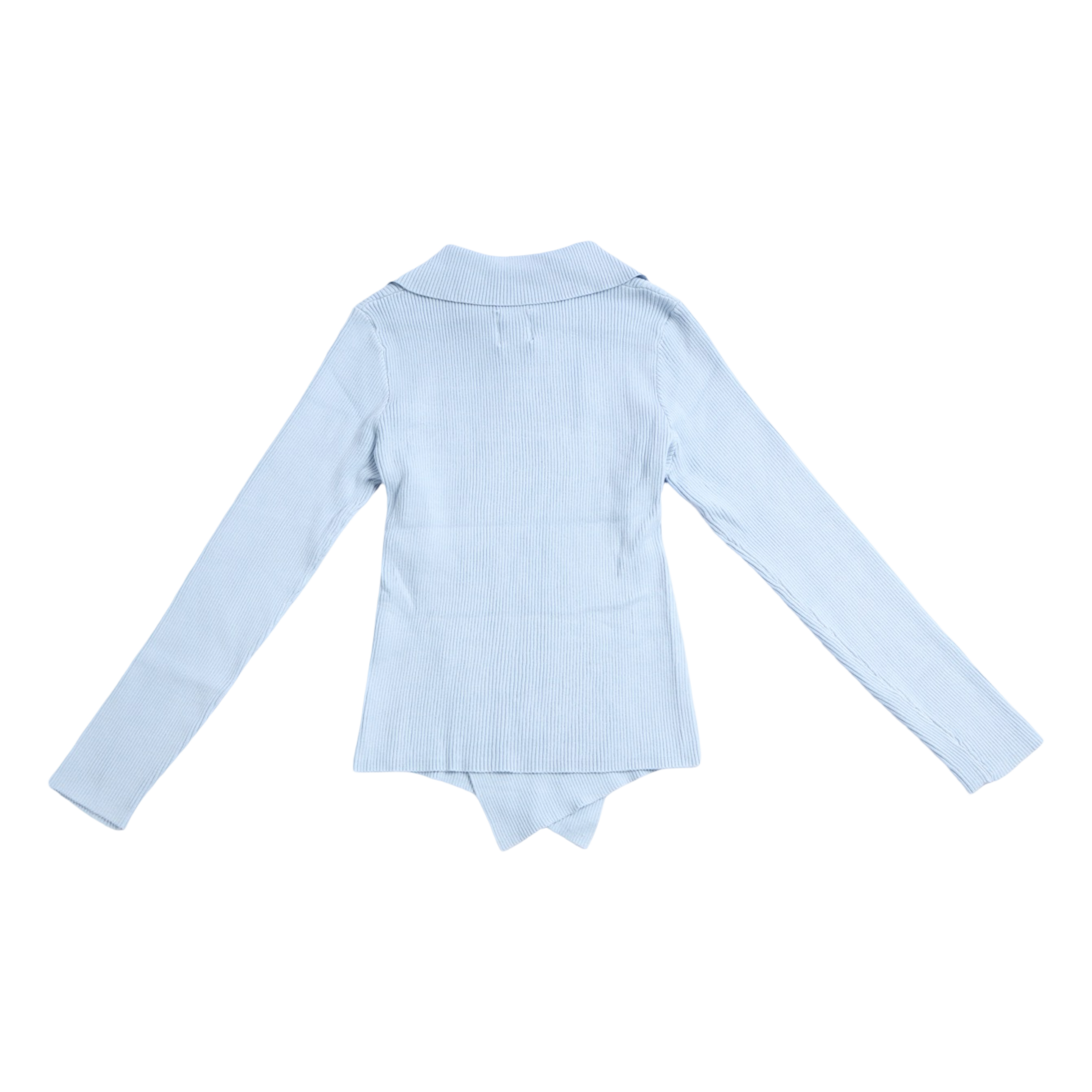 Knit Asymmetric Button Top – Baby Blue