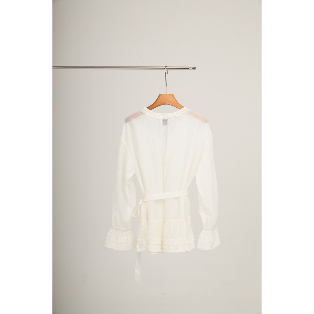 Ruffle Chiffon Blouse – White