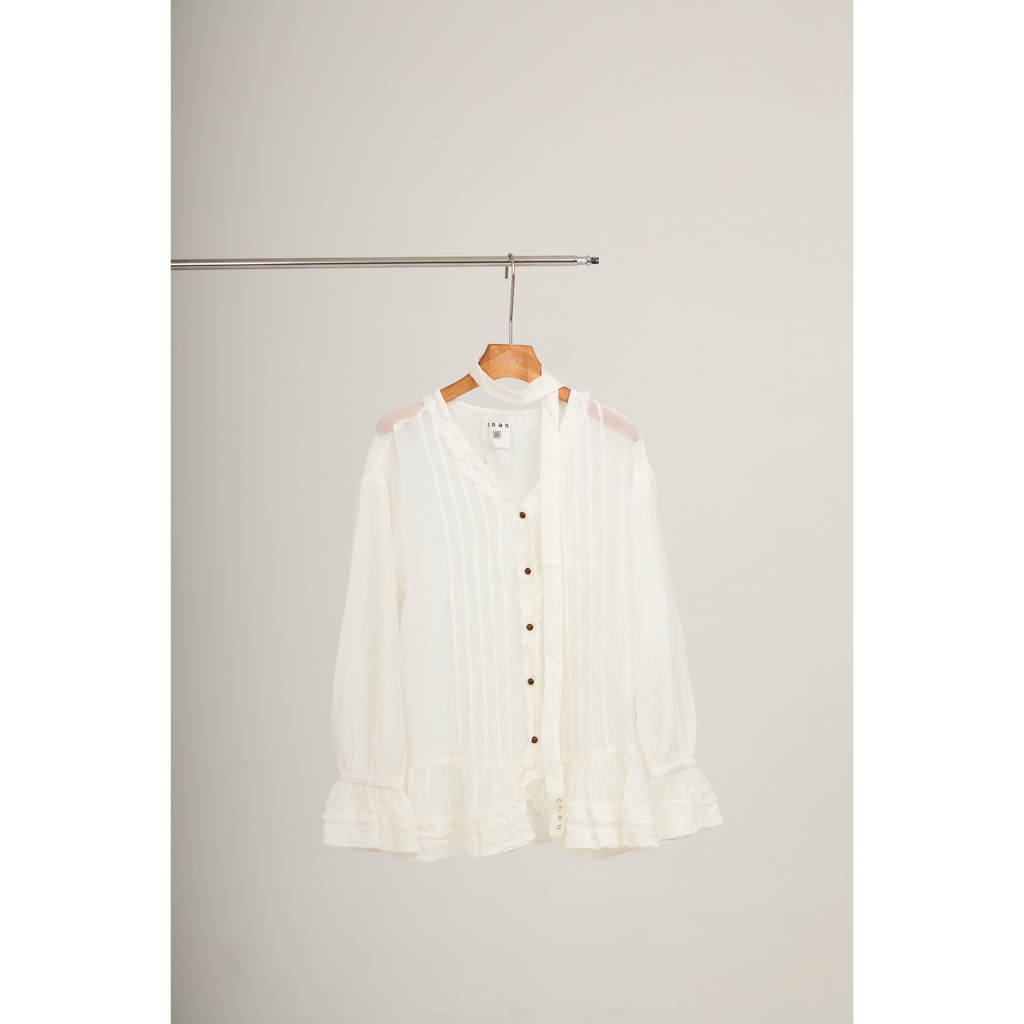 Ruffle Chiffon Blouse – White