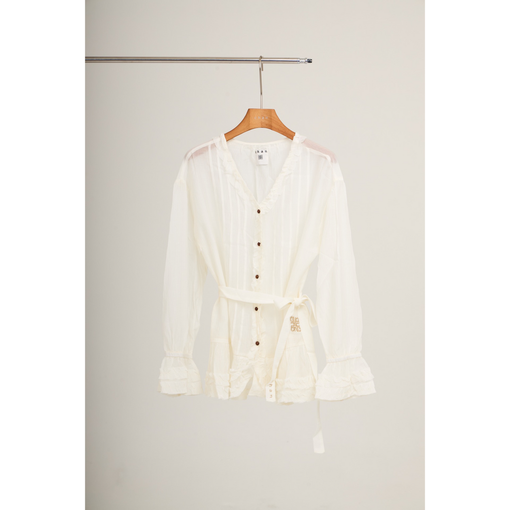 Ruffle Chiffon Blouse – White