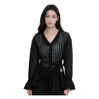 Ruffle Chiffon Blouse – Black