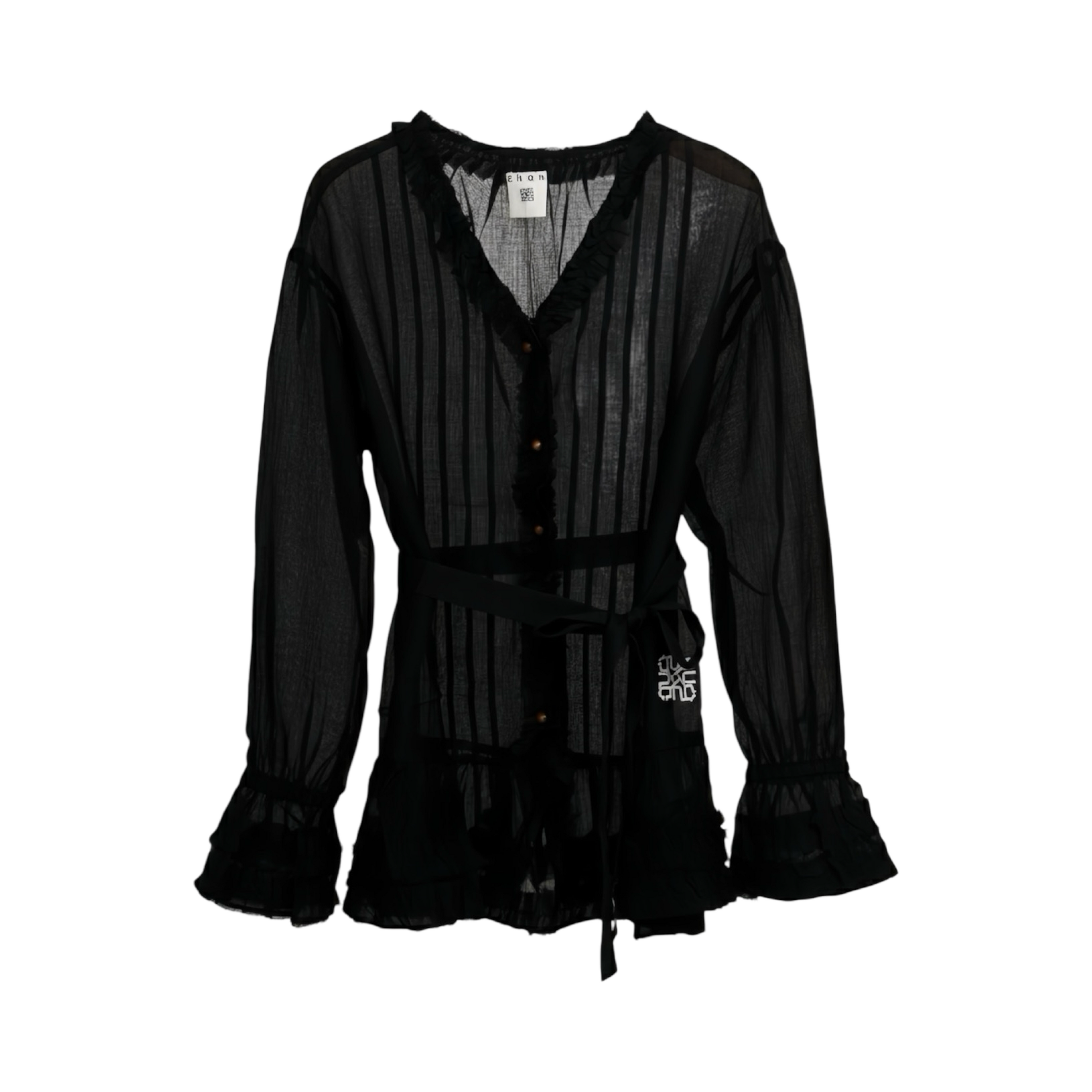 Ruffle Chiffon Blouse – Black