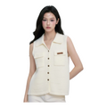 Sleeveless Knit Button Vest – White