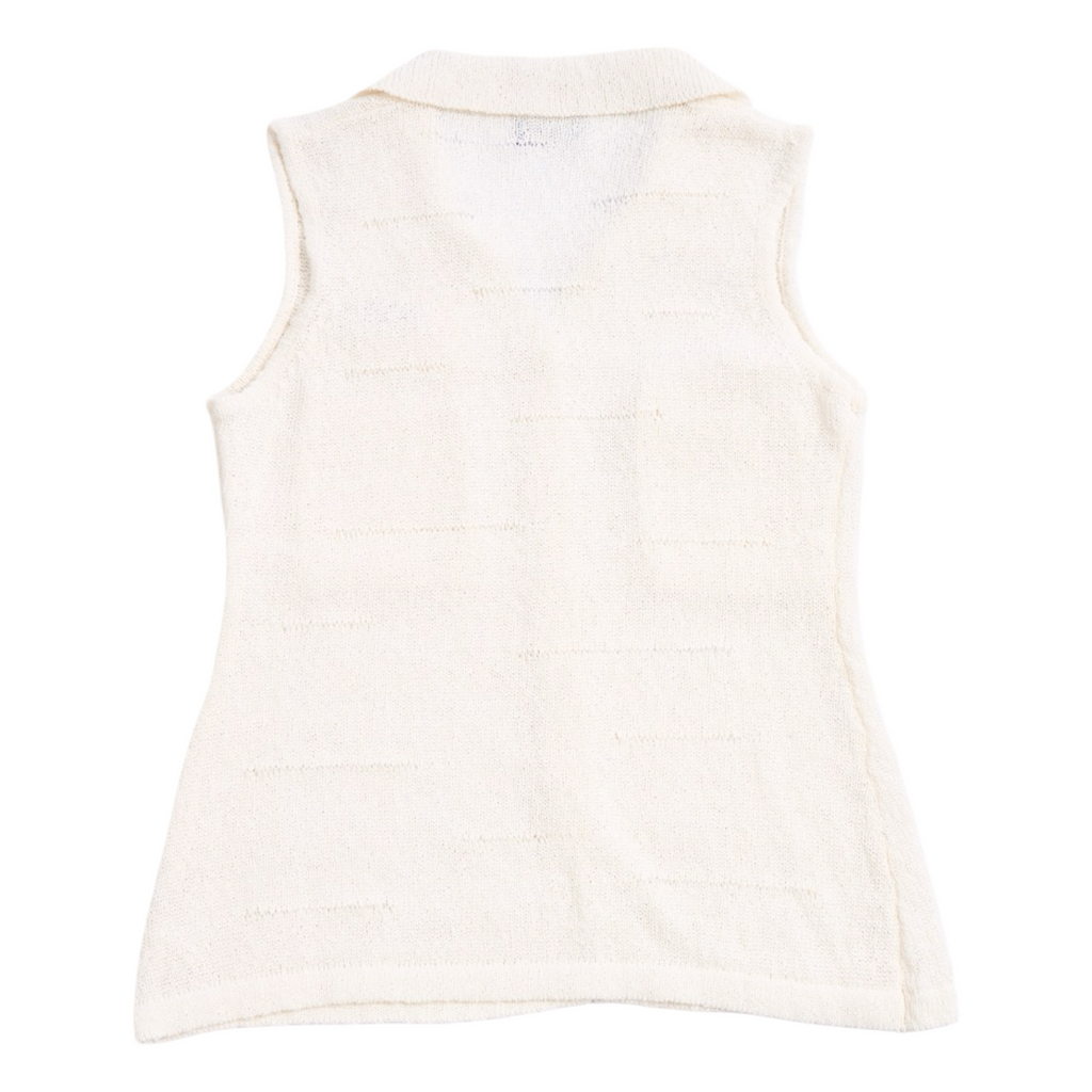 Sleeveless Knit Button Vest – White