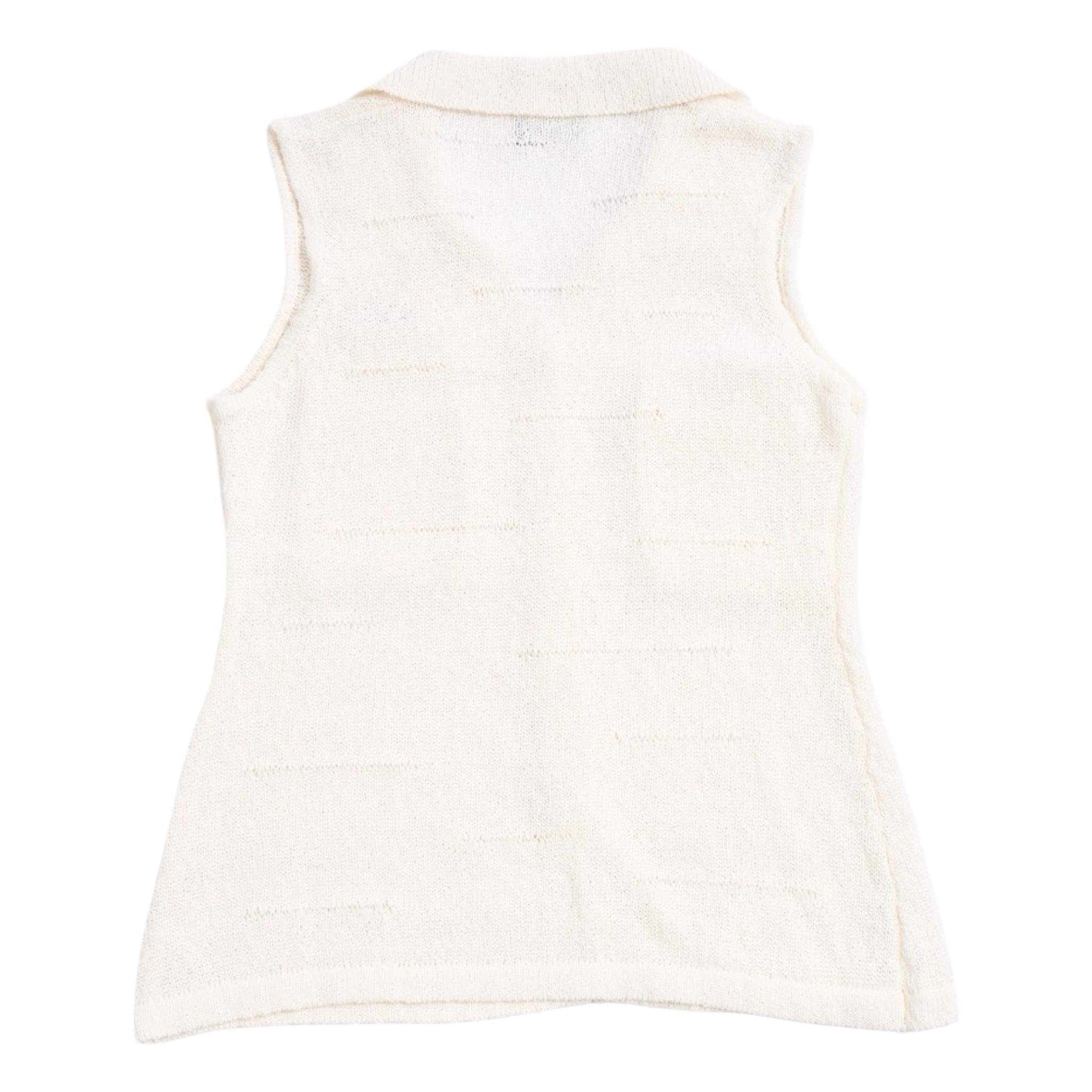 Sleeveless Knit Button Vest – White