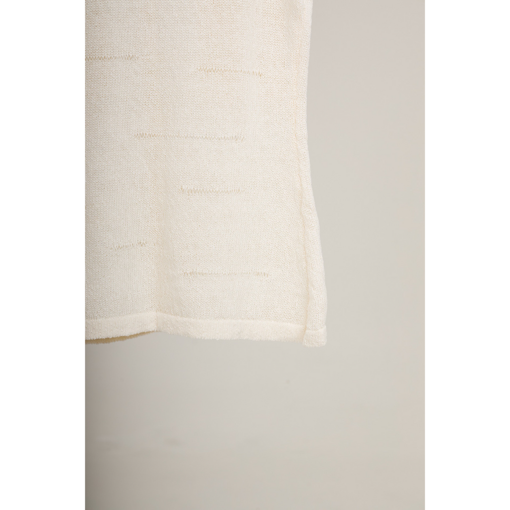 Sleeveless Knit Button Vest – White