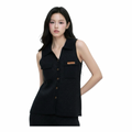 Sleeveless Knit Button Vest – Navy