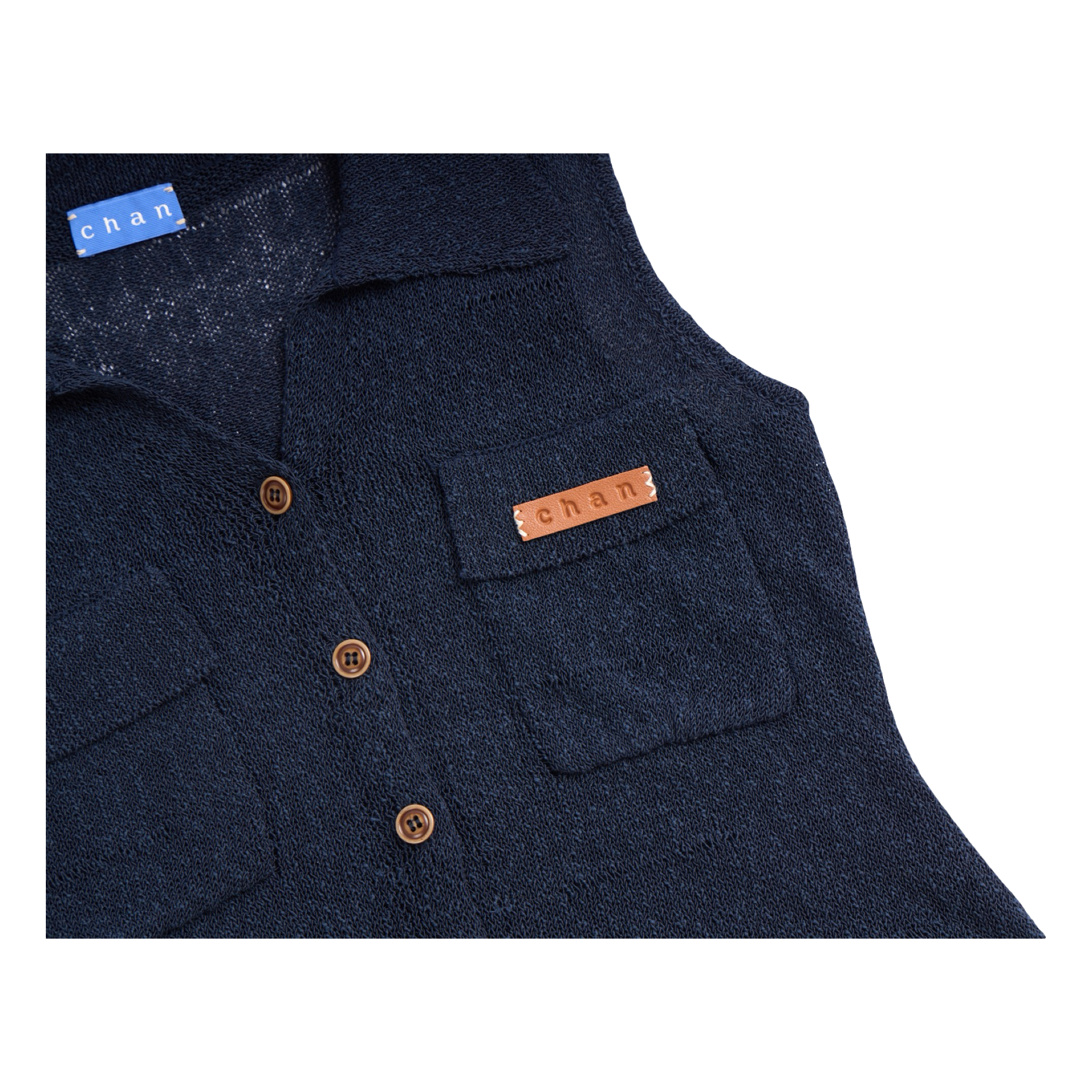 Sleeveless Knit Button Vest – Navy