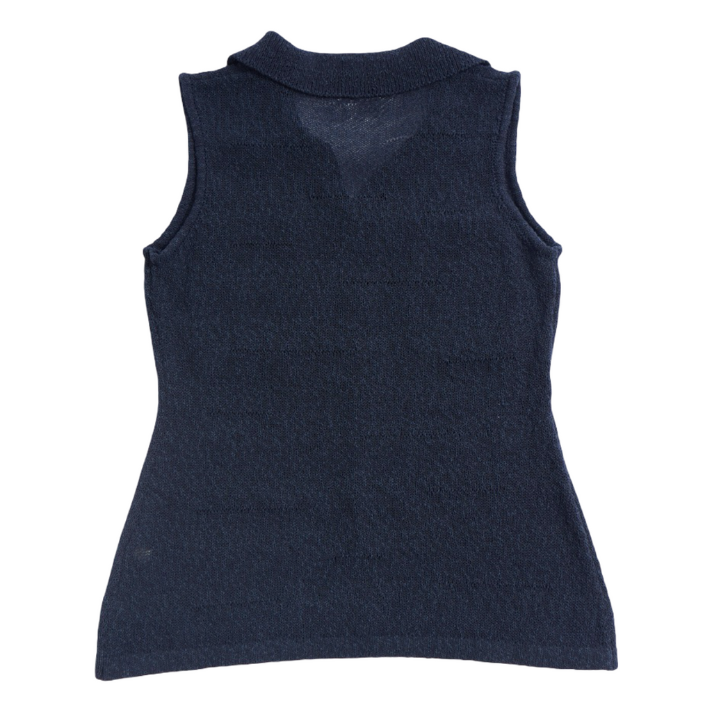 Sleeveless Knit Button Vest – Navy