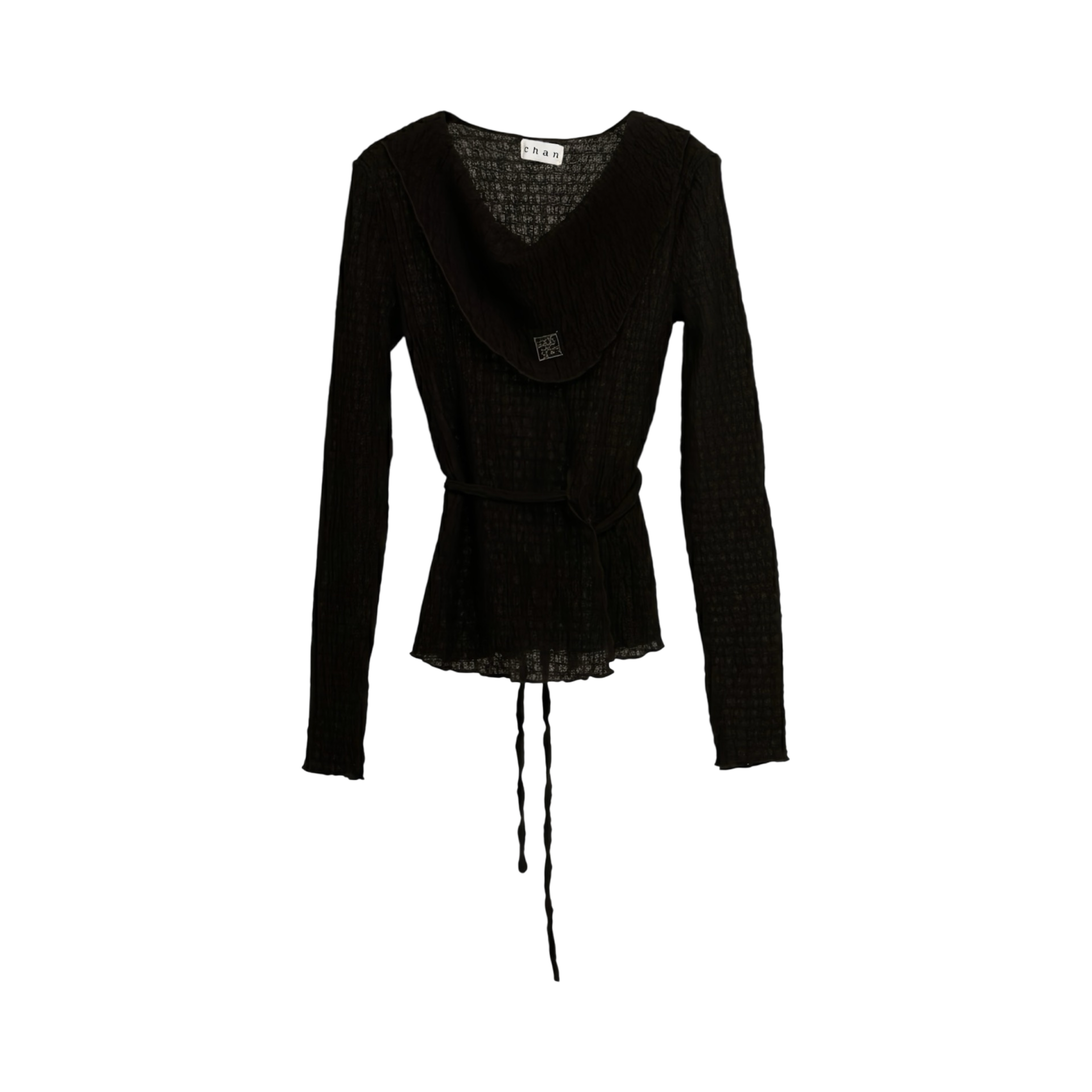 Pleated Wrap Long Sleeve Top – Charcoal