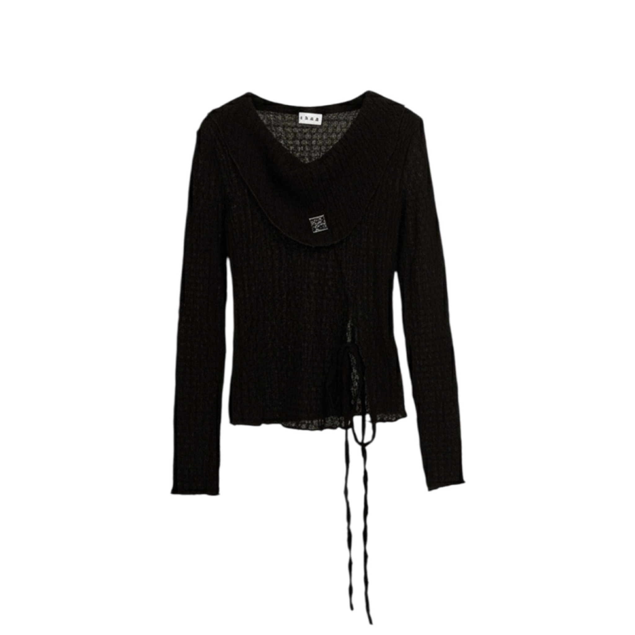 Pleated Wrap Long Sleeve Top – Charcoal