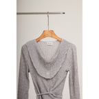Pleated Wrap Long Sleeve Top – Light Grey