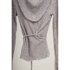 Pleated Wrap Long Sleeve Top – Light Grey