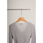 Pleated Wrap Long Sleeve Top – Light Grey