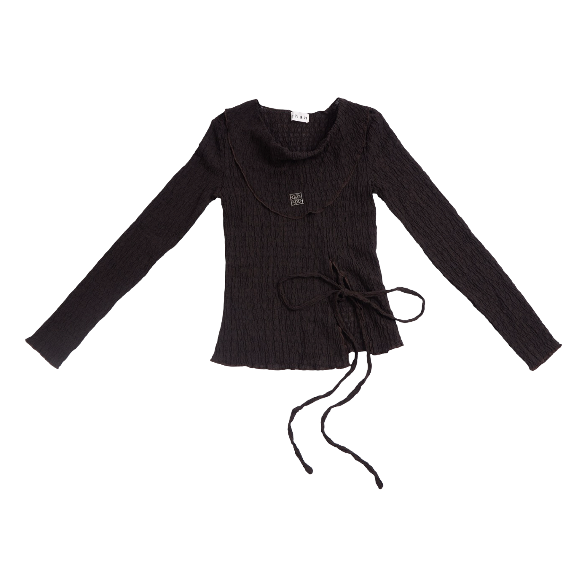 Pleated Wrap Long Sleeve Top – Charcoal