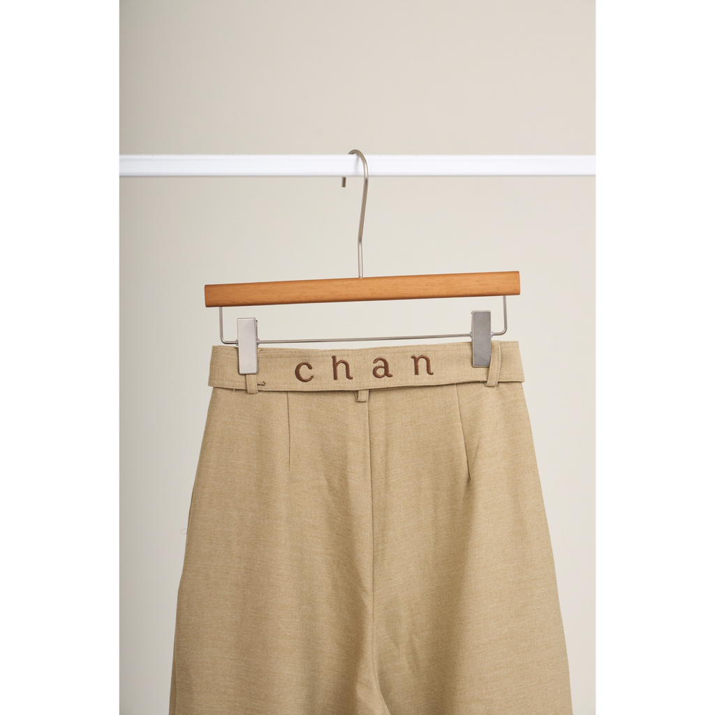 Pleated Wide-Leg Pants  – Sand Beige