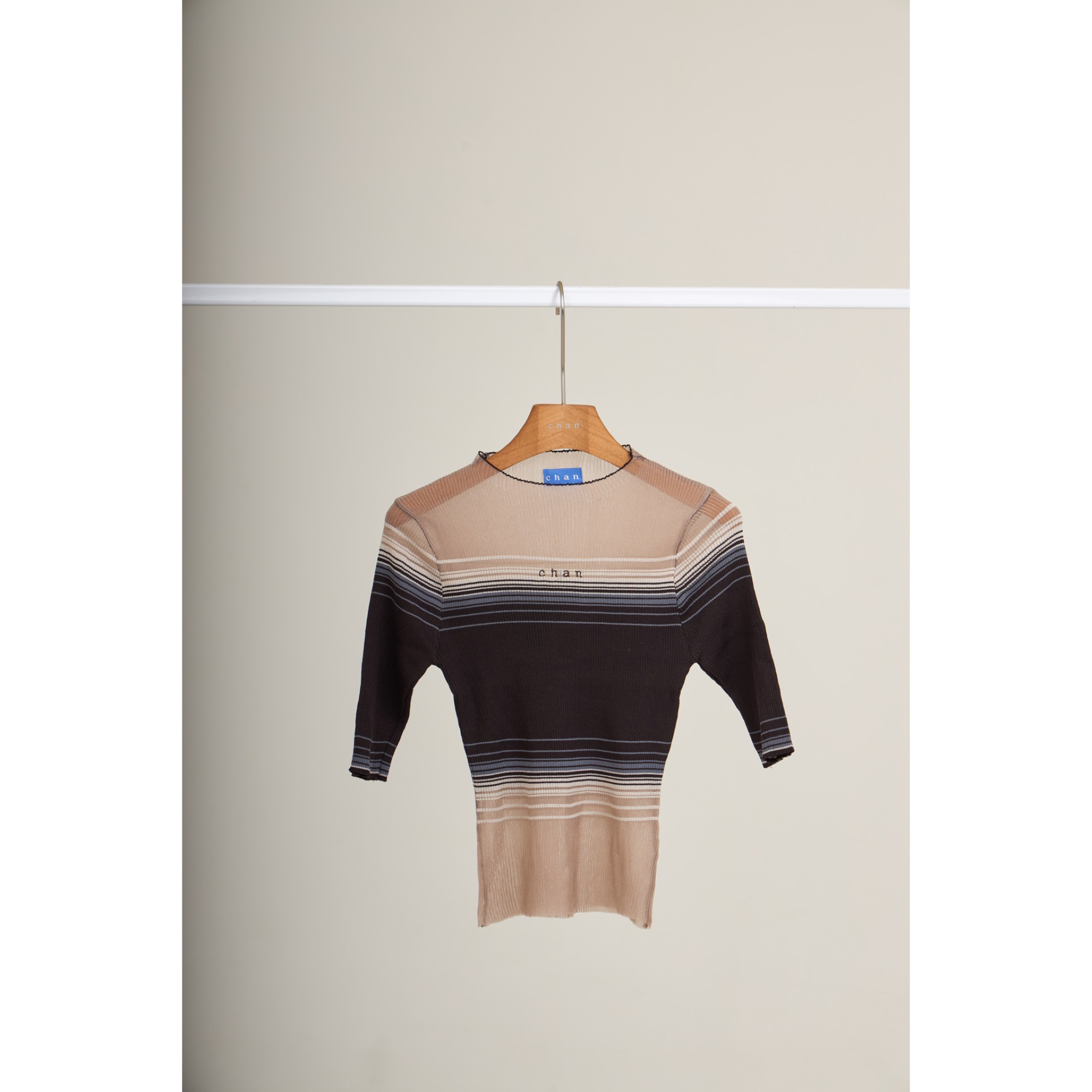 Soft Stripe Knit Top – Navy Brown