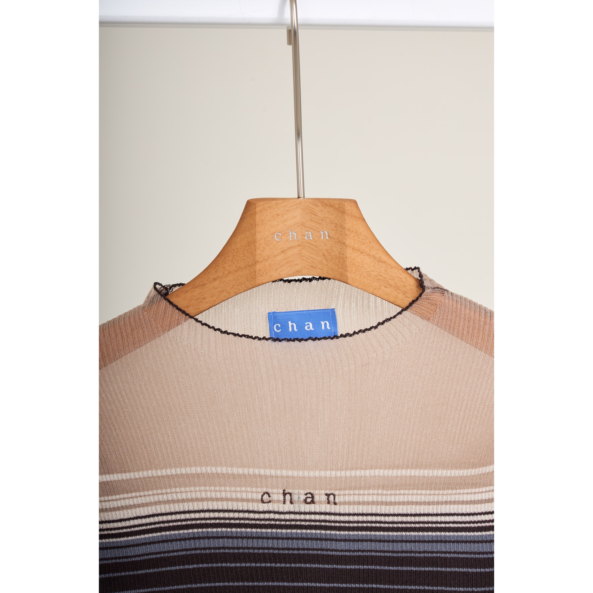 Soft Stripe Knit Top – Navy Brown