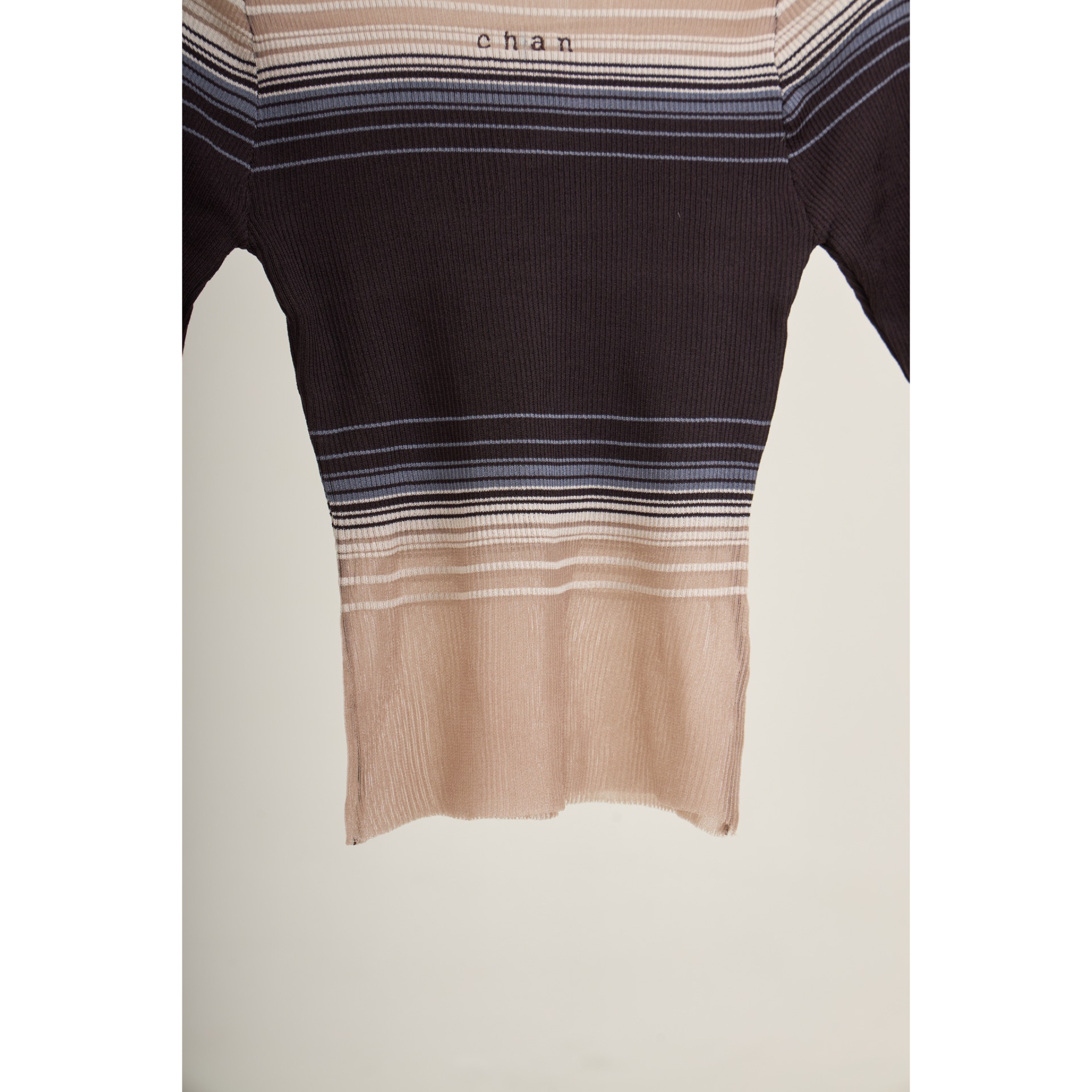 Soft Stripe Knit Top – Navy Brown