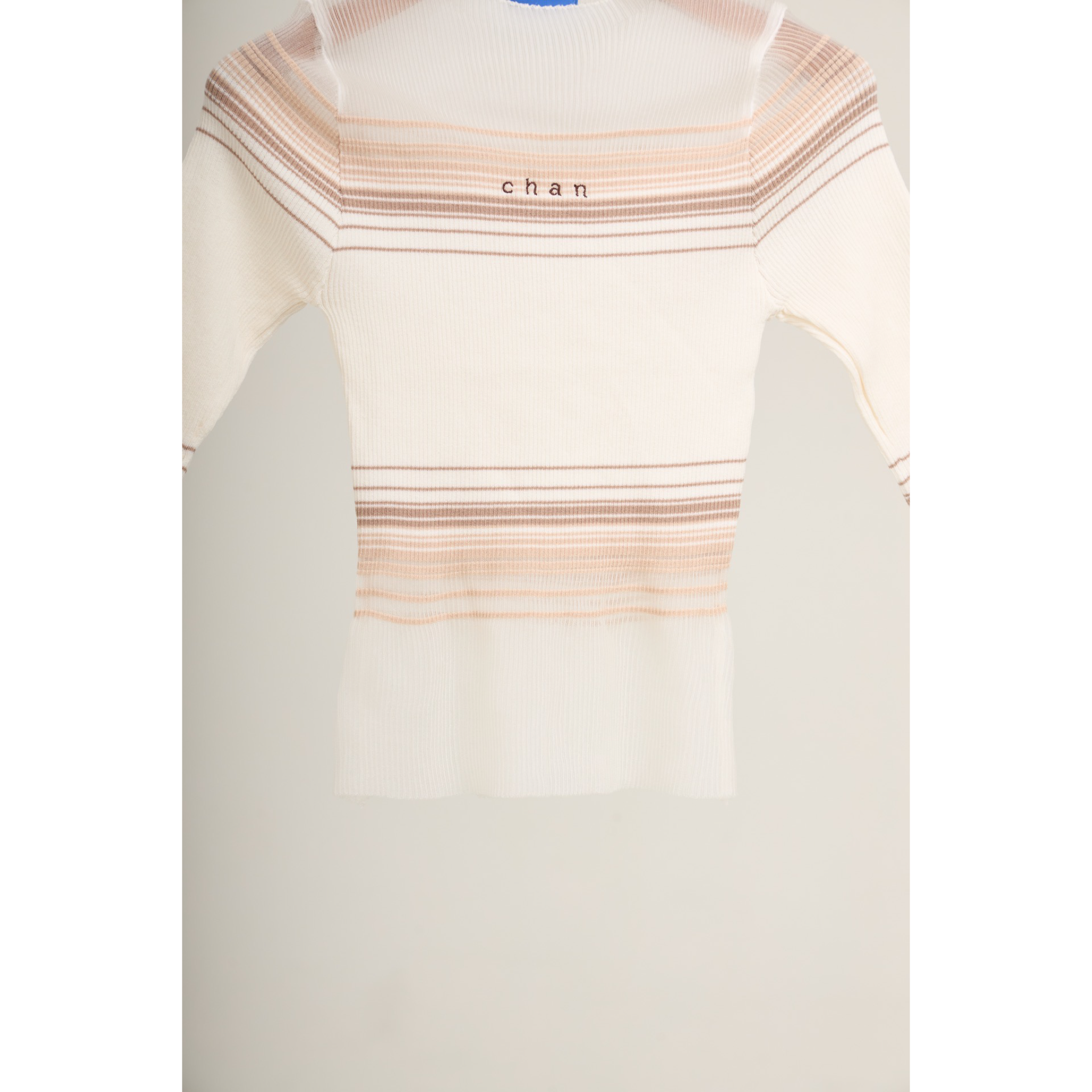 Soft Stripe Knit Top – White Beige
