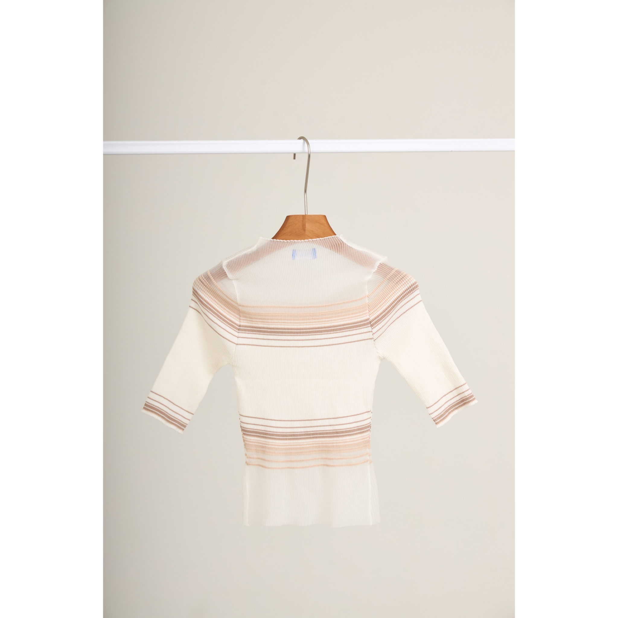 Soft Stripe Knit Top – White Beige