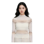 Long Sleeve Soft Stripe Knit Top – White Beige