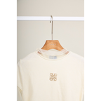 Mesh Layered Long Sleeve Top – White