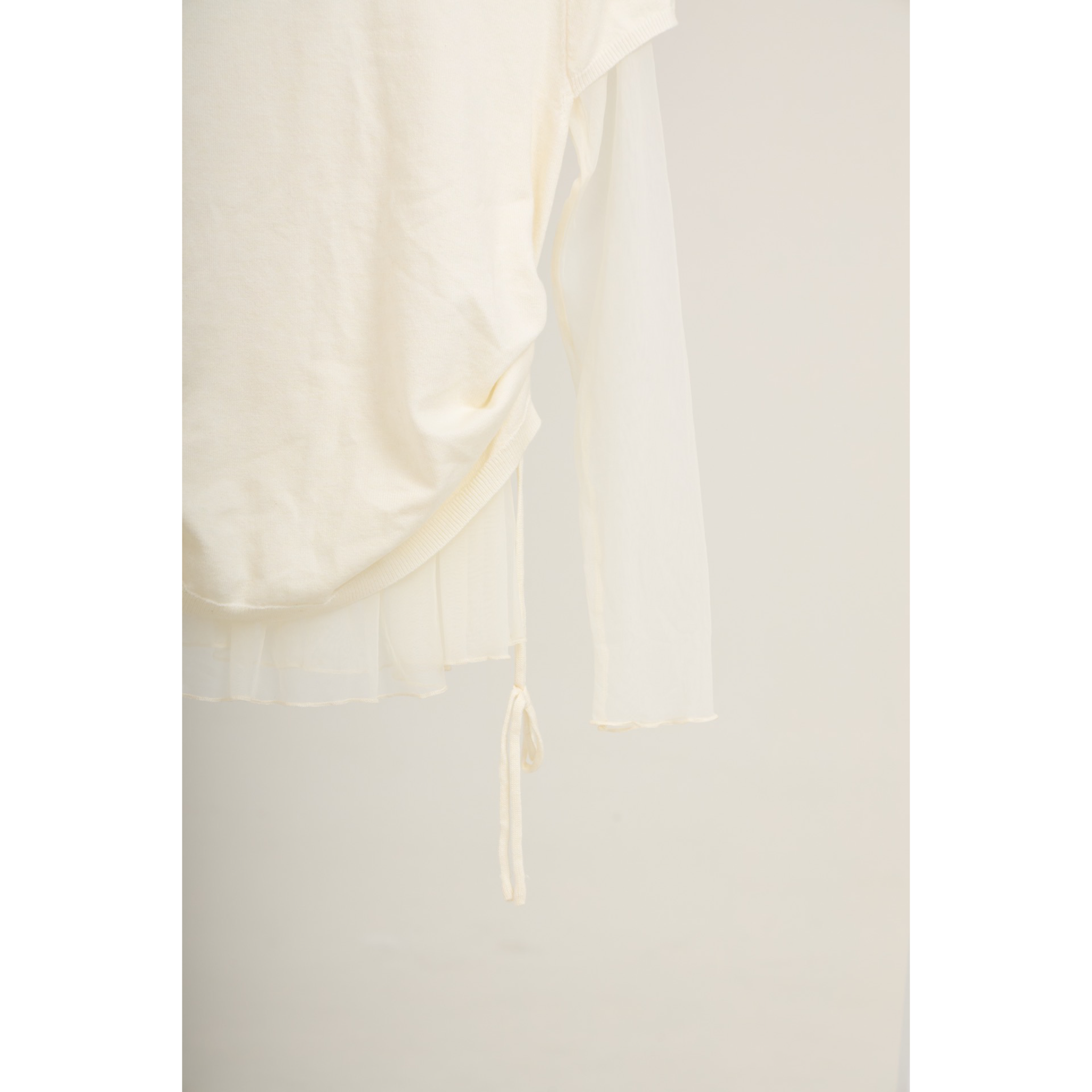 Mesh Layered Long Sleeve Top – White