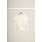 Mesh Layered Long Sleeve Top – White