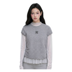 Mesh Layered Long Sleeve Top – Grey