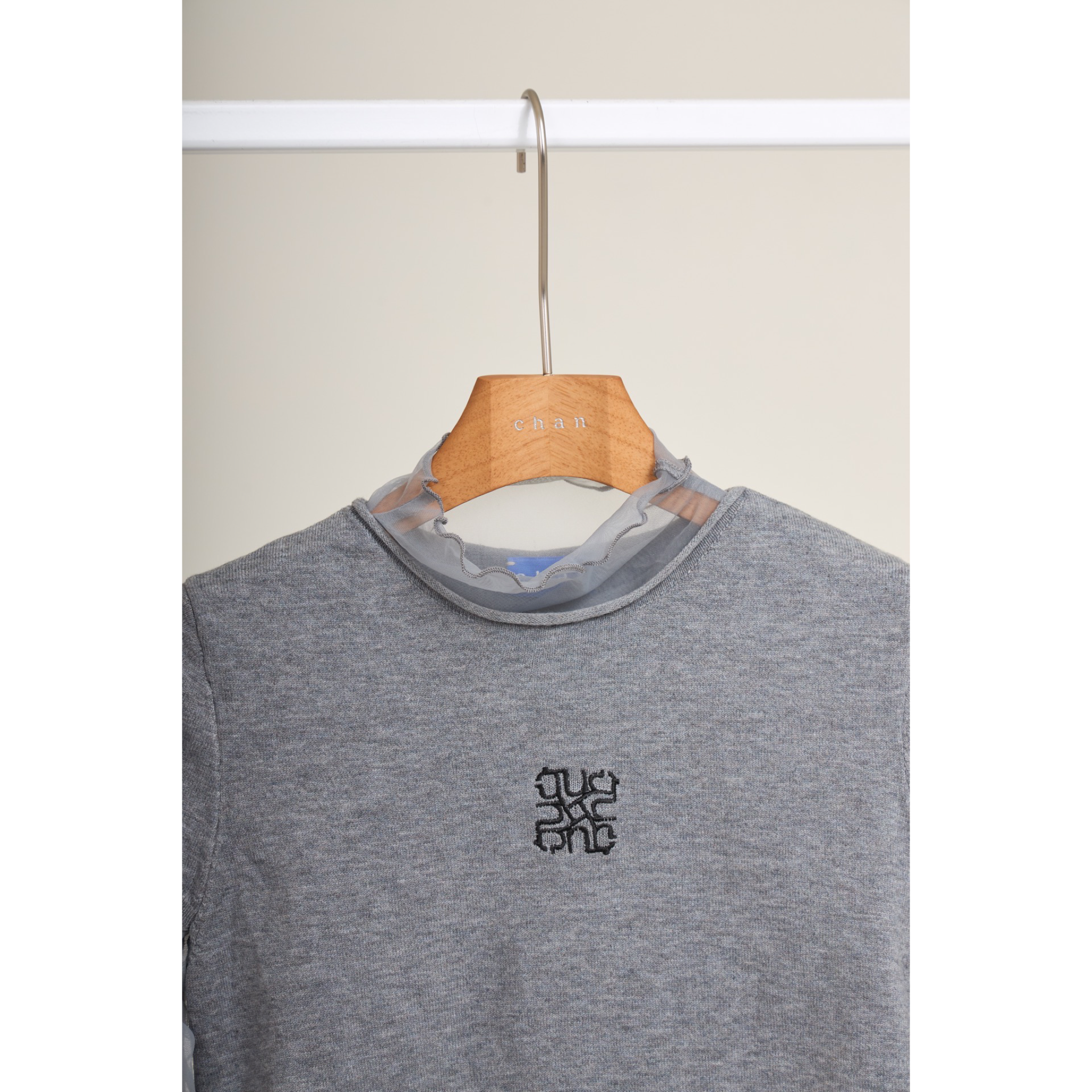 Mesh Layered Long Sleeve Top – Grey