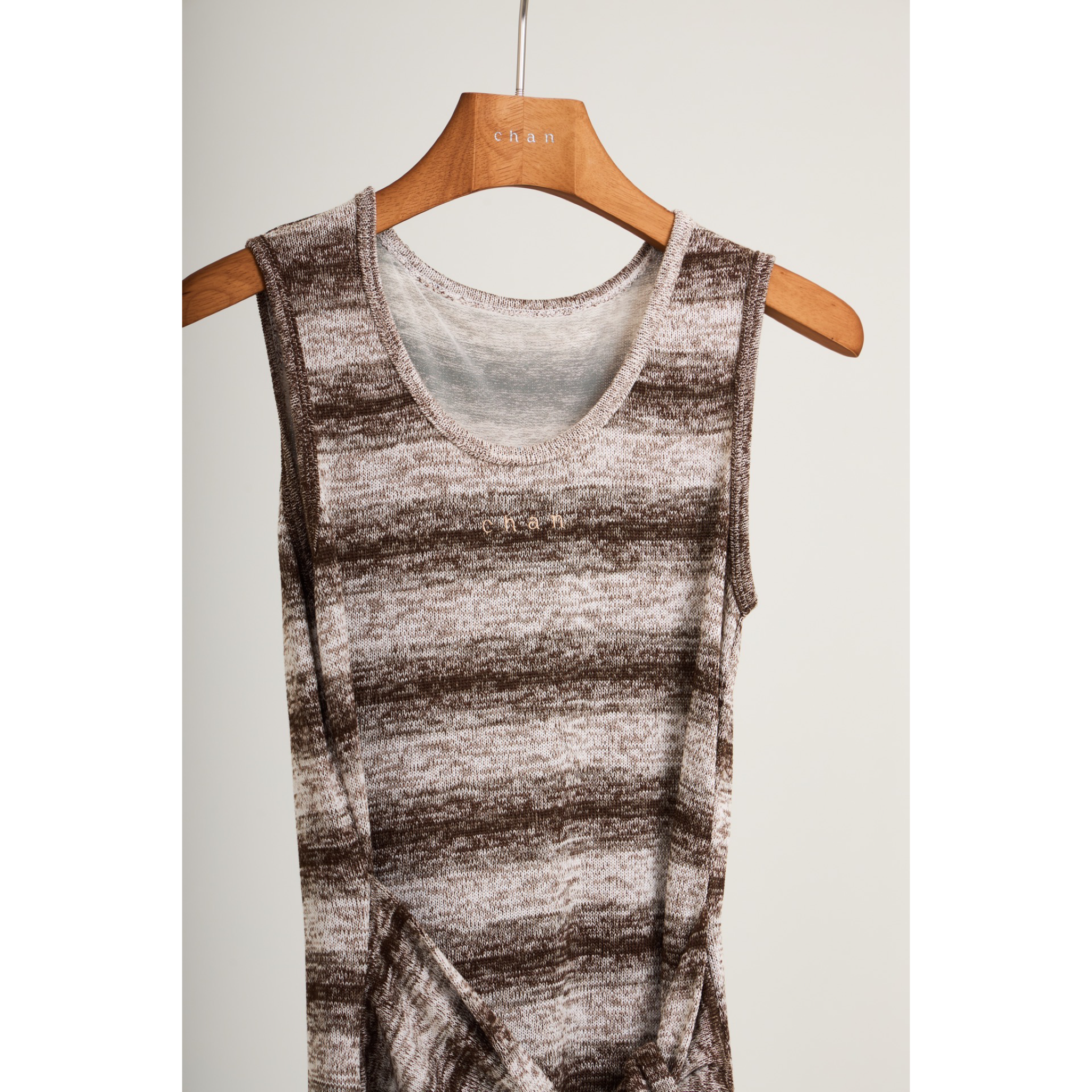 Striped Knit Sleeveless Dress & Beanie Set – Brown