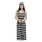 Striped Knit Sleeveless Dress & Beanie Set – Black