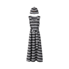 Striped Knit Sleeveless Dress & Beanie Set – Black