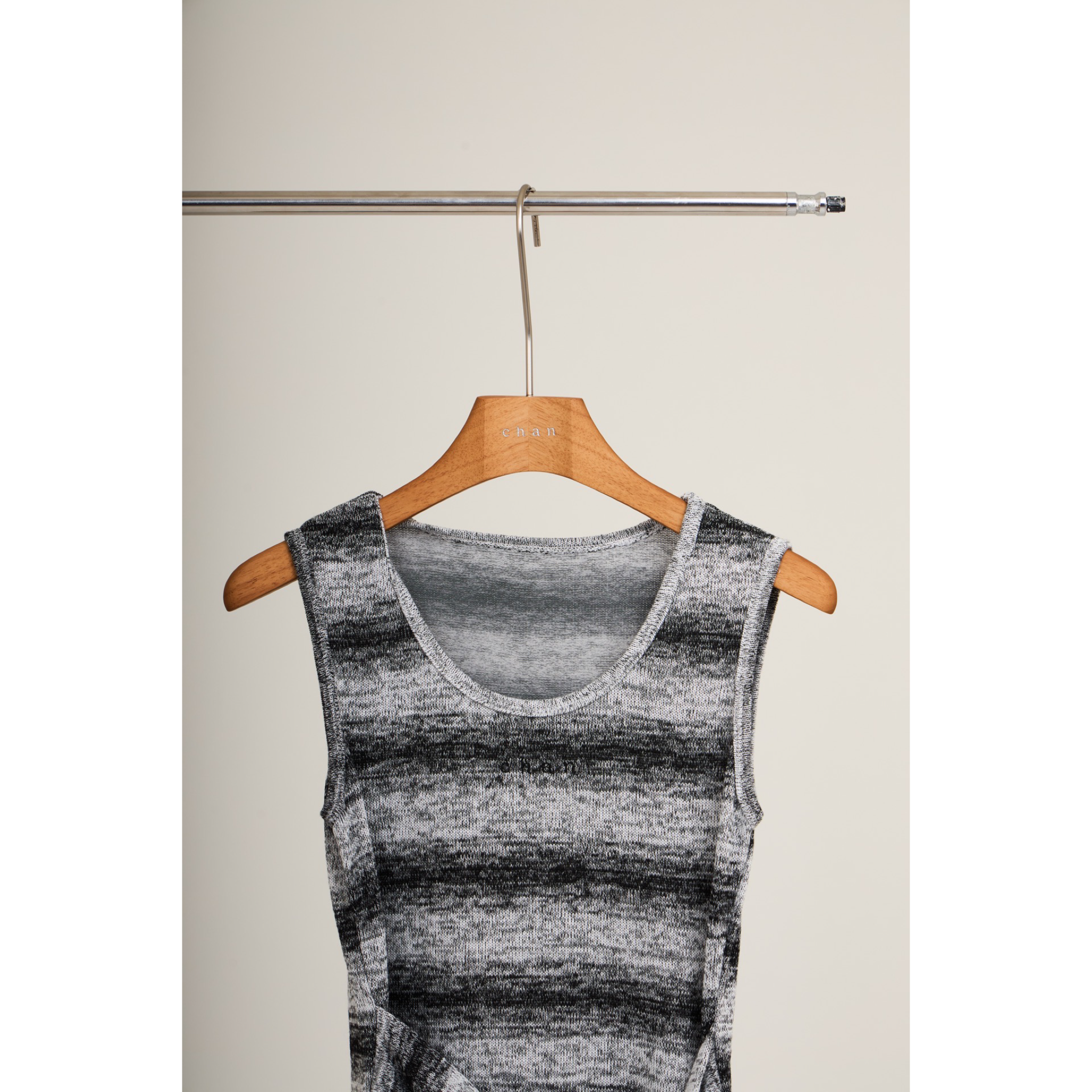 Striped Knit Sleeveless Dress & Beanie Set – Black