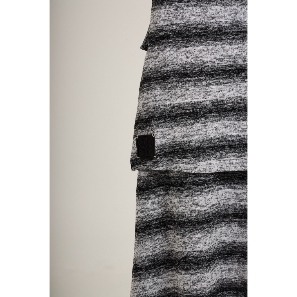 Striped Knit Sleeveless Dress & Beanie Set – Black