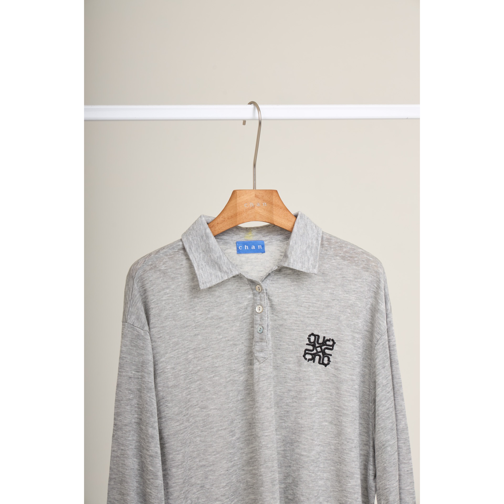 Long Sleeve Polo & Shorts Set  – Light Grey